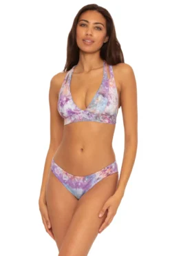 Reversible Tie Dye Banded Halter Bikini Top