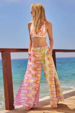 Metallic Retro Pants -ELAN || Maaji Shop 2250371 Apparel Bottom Multi Lifestyle