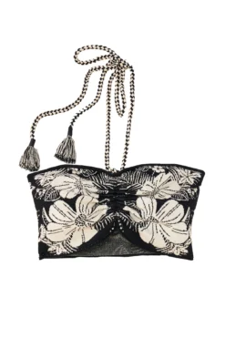 Farm Rio Macaw Elegance Halter Crop Top 7 Farm Rio Macaw Elegance Halter Crop Top -ELAN || Maaji Shop 311567 Apparel Top Macaw Elegance Black Laydown