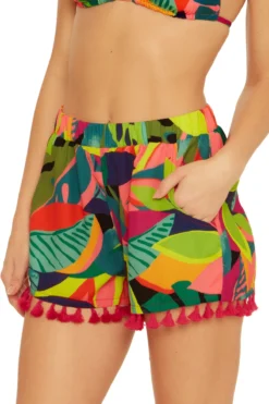 Rainforest Tassel Shorts -ELAN || Maaji Shop 3554035 Apparel Bottom Multi Side