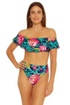 India Garden Ruffle Bandeau Bikini Top