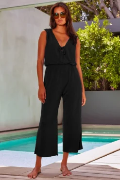 Breezy Basics Jumpsuit -ELAN || Maaji Shop 3753371 Apparel Jumpsuit Black Lifestyle1