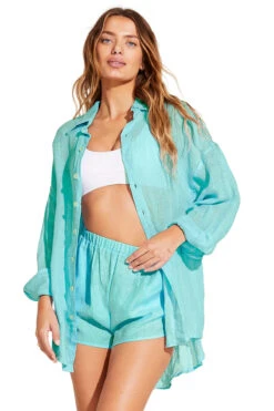 Playa Button Down Shirt Dress