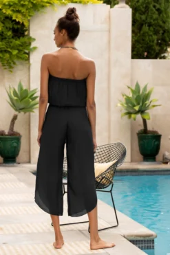 Cropped Bandeau Jumpsuit -ELAN || Maaji Shop BEC BLACK BL Jumpsuits Lifestyle2 103449