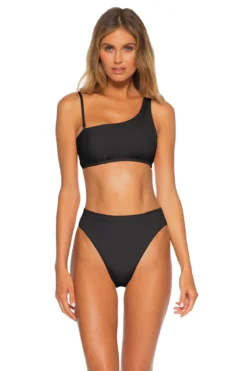 Lani Asymmetrical Bikini Top -ELAN || Maaji Shop BEC BLACK BLACK Tops Front2 103474