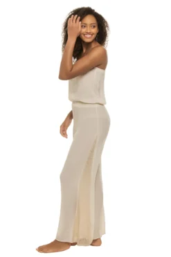 ELAN Crochet Jumpsuit -ELAN || Maaji Shop CR7310 Apparel Bottom Natural Side