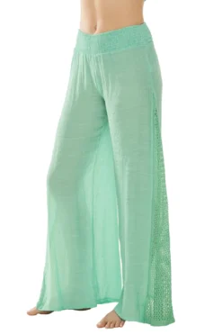 ELAN Crochet Smocked Pants -ELAN || Maaji Shop EBW CR2191 Apparel Bottom Emerald Side