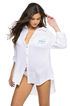 Good Vibes Embroidered Shirt Dress