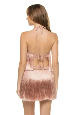 Angelica Fringe Halter Top -ELAN || Maaji Shop R23CT17 Apparel Top Pearl Blush Back