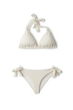 Riley Textured Halter Sliding Bikini Top -ELAN || Maaji Shop RILEY W Bikini Top White Sand Laydown