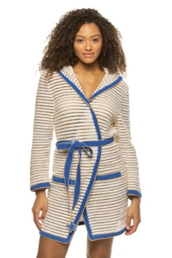 Crochet Long Sleeve Hooded Sweater Jacket