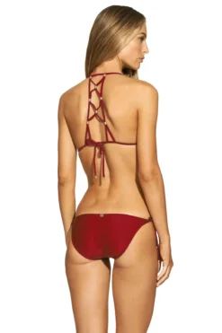 Lucy Sliding Triangle Bikini Top -ELAN || Maaji Shop VIX RED RD Tops Back 92705